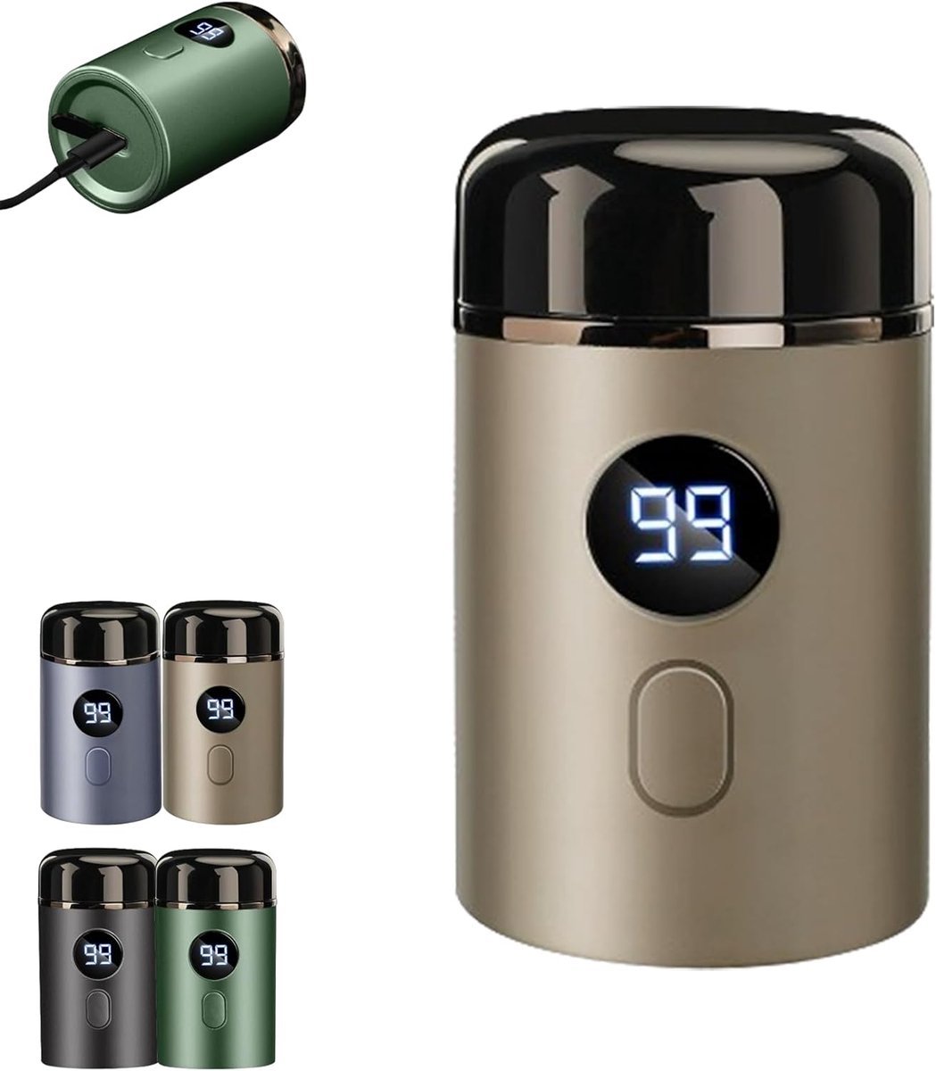 Scheerapparaat - Mini-scheerapparaat voor heren, elektrisch mini-scheerapparaat, afwasbaar, draadloos, USB-reisset, nat en droog (champagne)