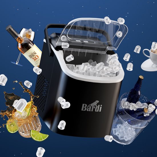 Bardi Deluxe IJsblokjesmachine Set 1,2 Liter Zwart - 12KG IJsblokjes in 24 uur - met IJsschep - Inclusief 3 Luxe Thermosbekers en Ijsschep - Grijs van Bardi — afbeelding 5