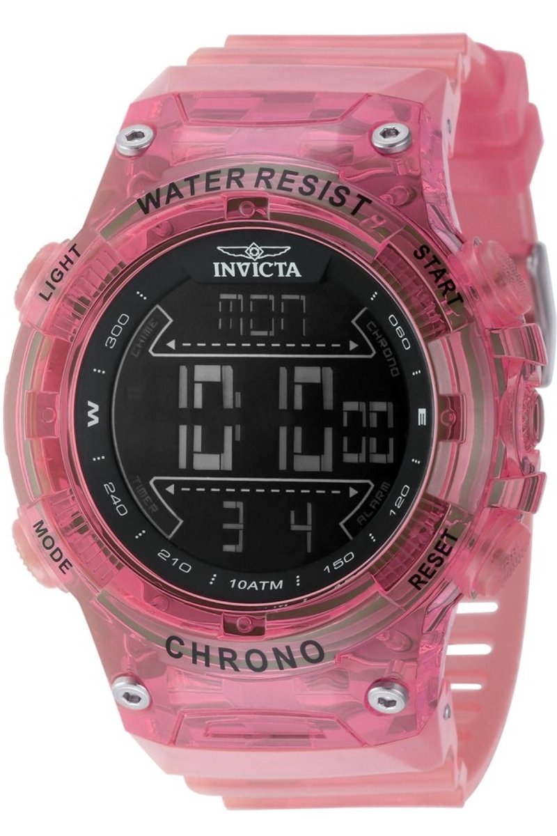 Invicta Racing 49047 Heren Horloge - Waterdicht - Digitaal - Quartz Uurwerk - Plastic met zwarte Wijzerplaat - 52mm