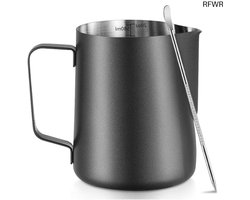 RFWR® Roestvrijstaal Melkopschuimer 600 ml met Latte Artpen - Perfect voor Cappuccino en Espresso