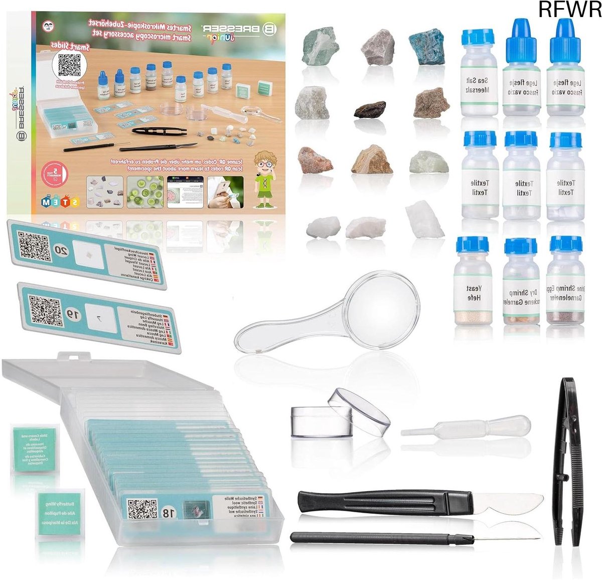 RFWR® Junior Microscoop Experimenteer Set met QR-Code voor Informatie