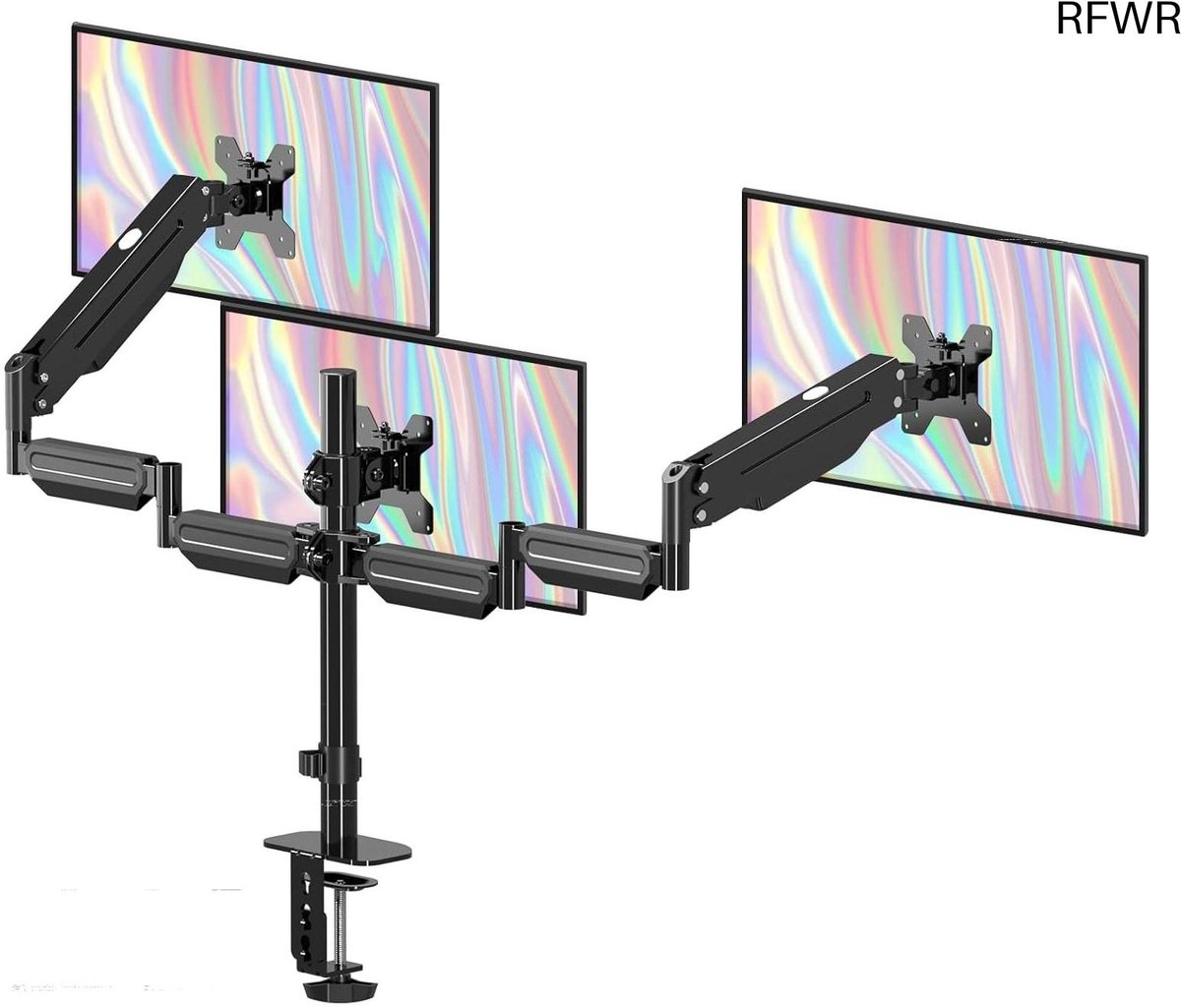 RFWR® Verstelbare Drievoudige Monitorstandaard voor 3 Monitoren van 17-27 Inch