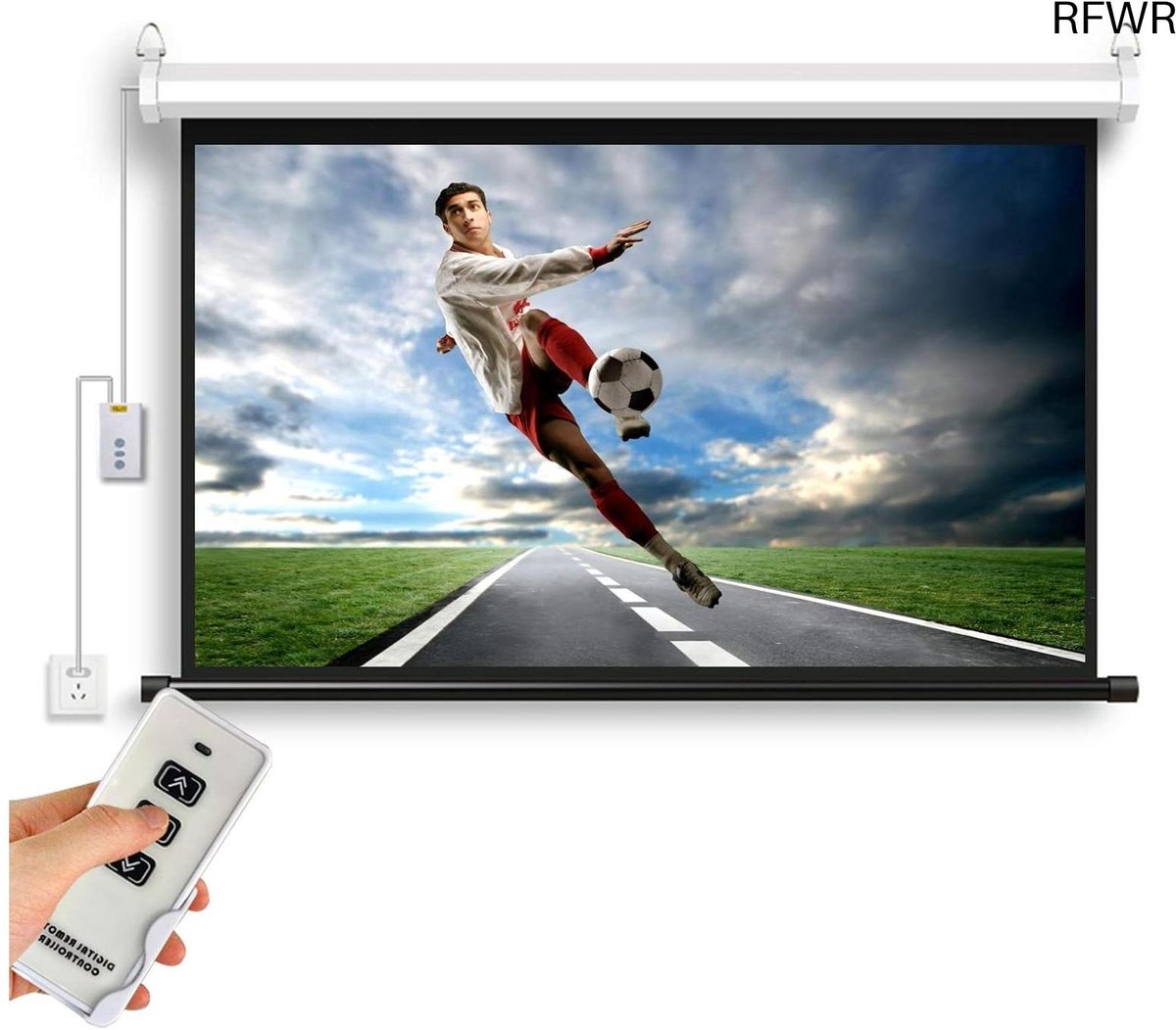 RFWR® Draagbaar Elektrisch Projectiescherm 60 inch voor Thuisbioscoop en Klaslokaal - 4:3