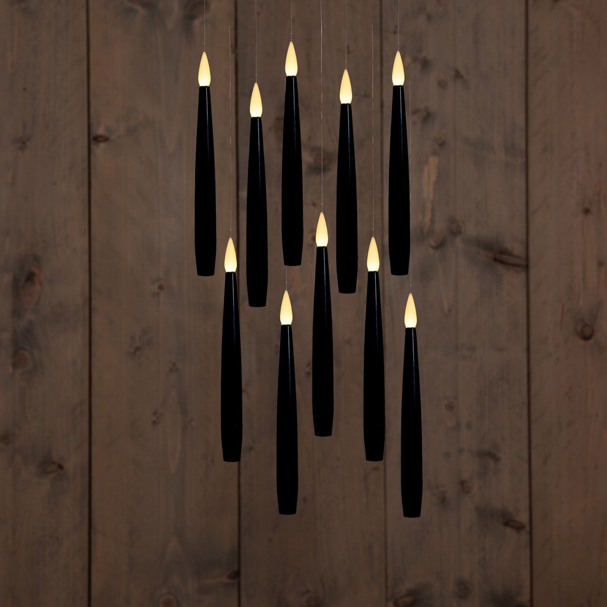 Anna's Collection zwevende kaarsen met staf - 10x stuks - zwart - 15 cm - magische toverstaf - afstandsbediening