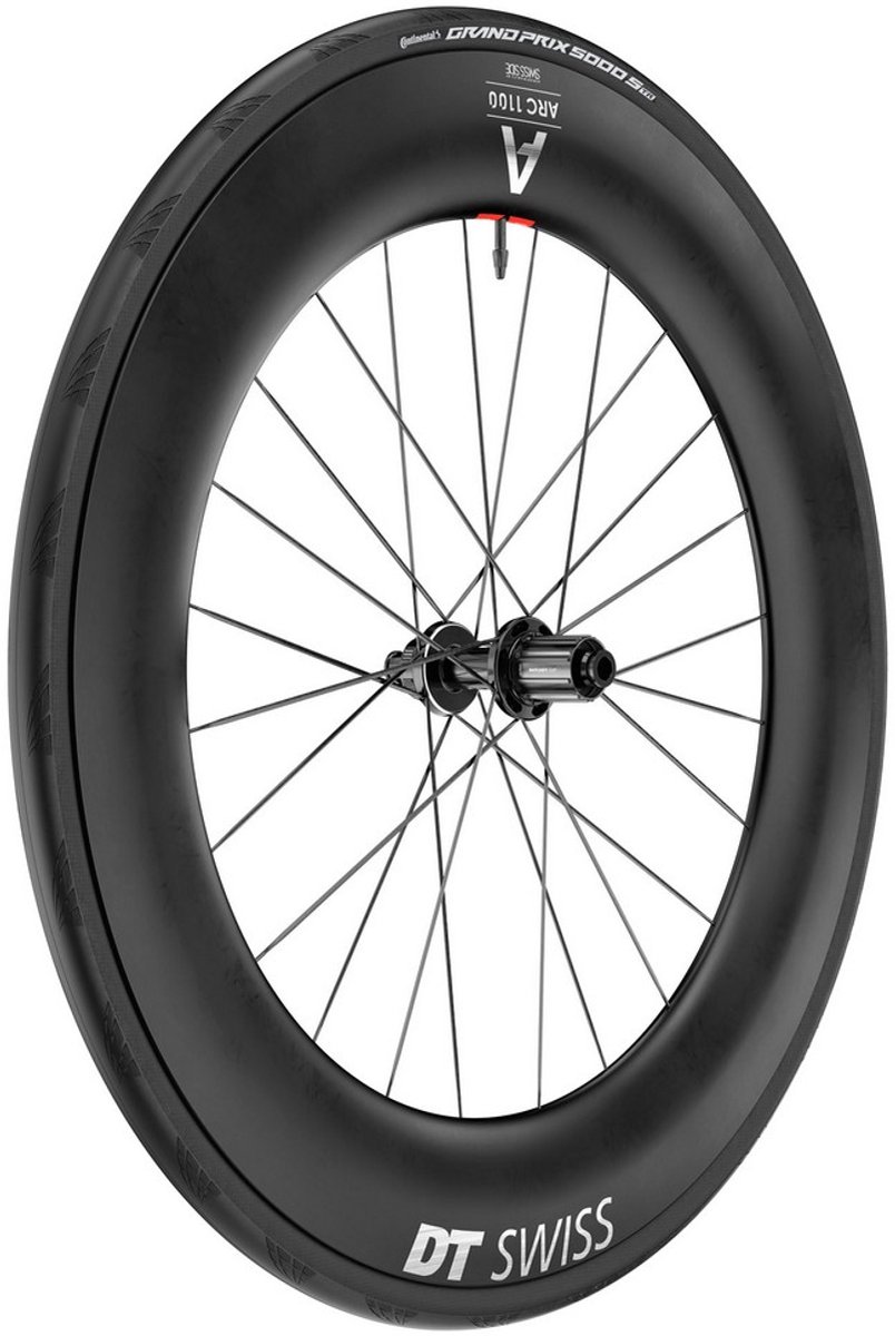 Dt Swiss Arc 1100 Dicut 85 Cl Disc Tubeless + Continental Gp5000 Str 28-622 Rear Wheel Road Bike Silver 12 x 142 mm / Shimano/Sram HG