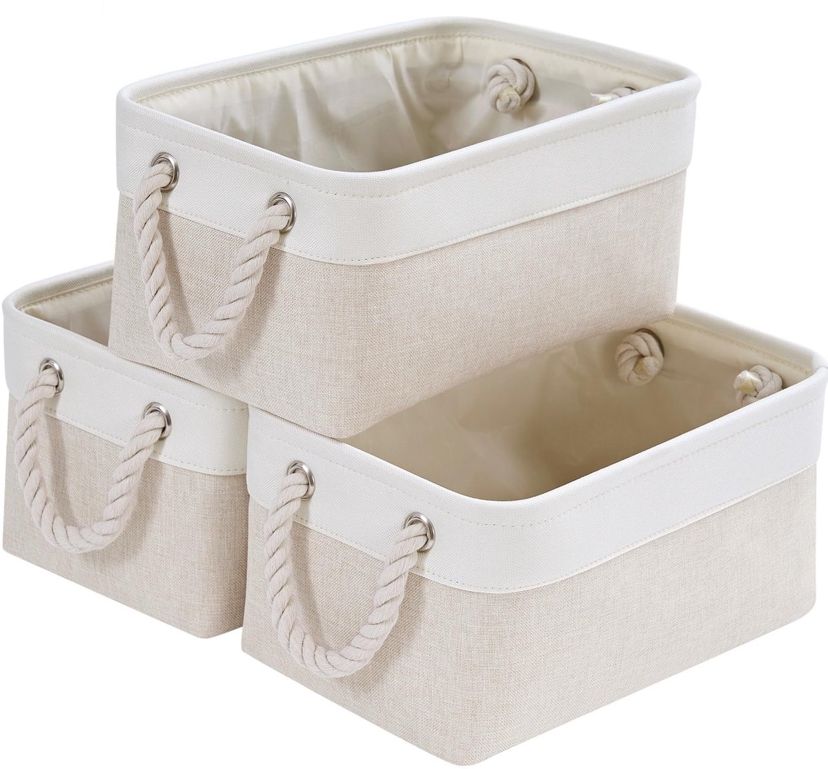 Ibenzoa® Set van drie multifunctionele wasbare opbergmanden voor kast en plank