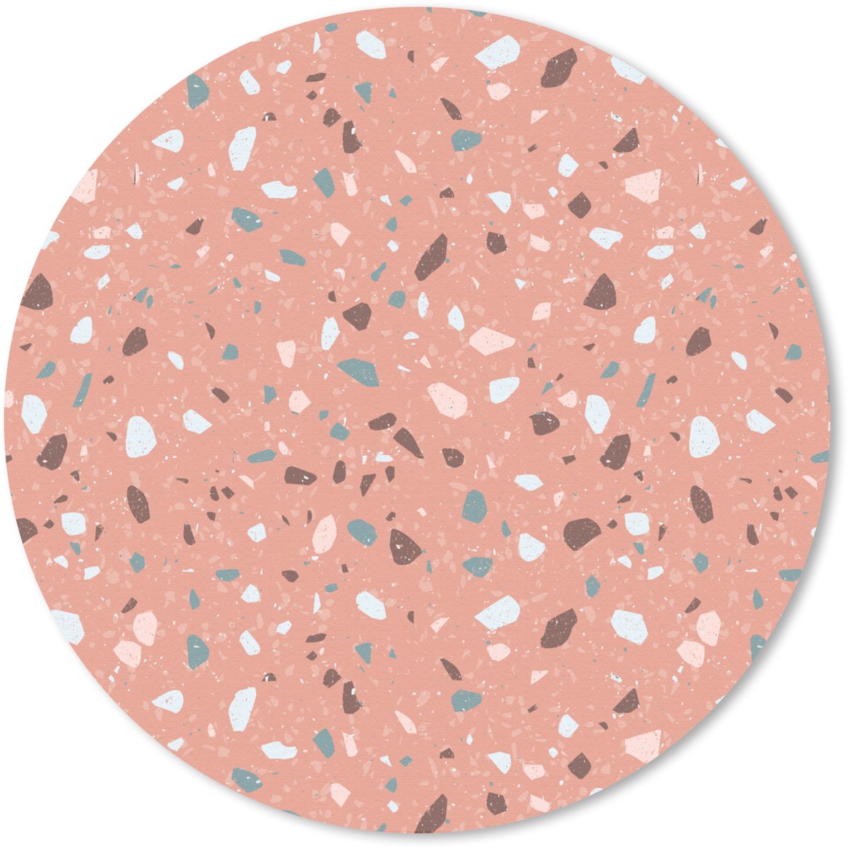 Muismat rond 20x20 cm - Mousepad Terrazzo - Patroon - Kleurrijk - Roze - Blauw - Ronde muismatten