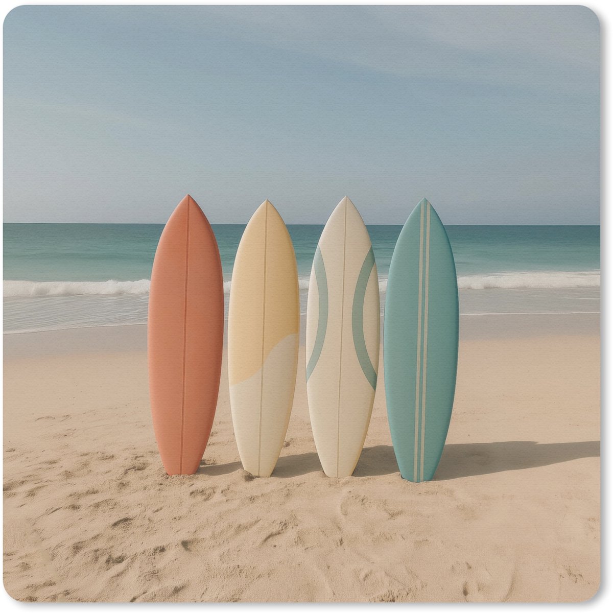 Muismat 20x20 cm - Mousepad Strand - Surfbord - Pastel - Muismatten