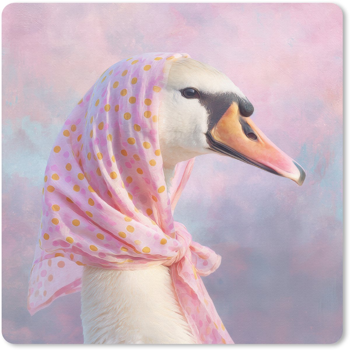 Muismat 30x30 cm - Mousepad Zwaan - Sjaaltje - Pastelwolken - Muismatten