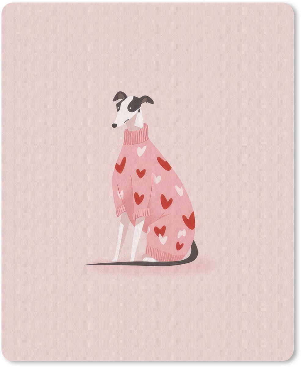 Muismat 19x23 cm - Mousepad Hond - Hartjes - Roze - Muismatten