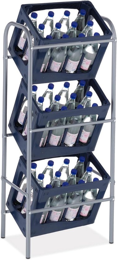 Spetebo metalen kratten, 116 x 50 cm, wit/voor 3 kisten, rek en kaststandaard, drankkisten, opbergsysteem