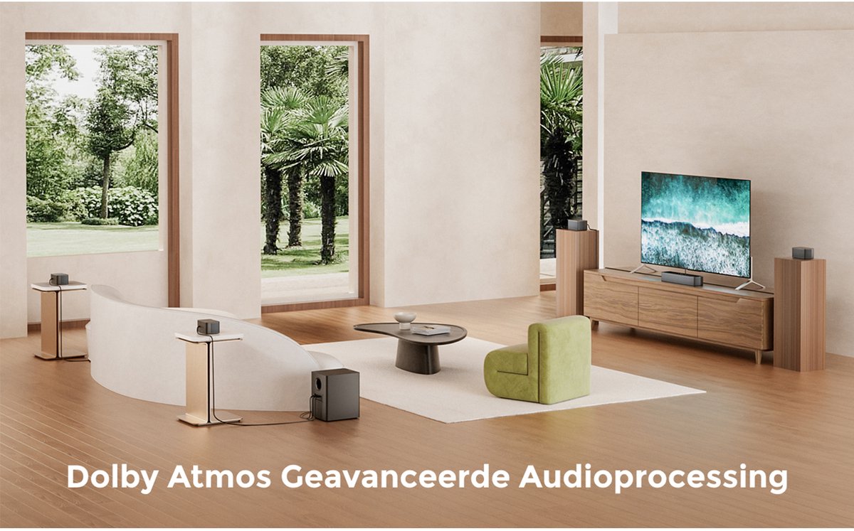 Afbeelding 3 van ULTIMEA Poseidon D80 Boom 7.1 Dolby Atmos soundbar met draadloze subwoofer en 4 surround speakers