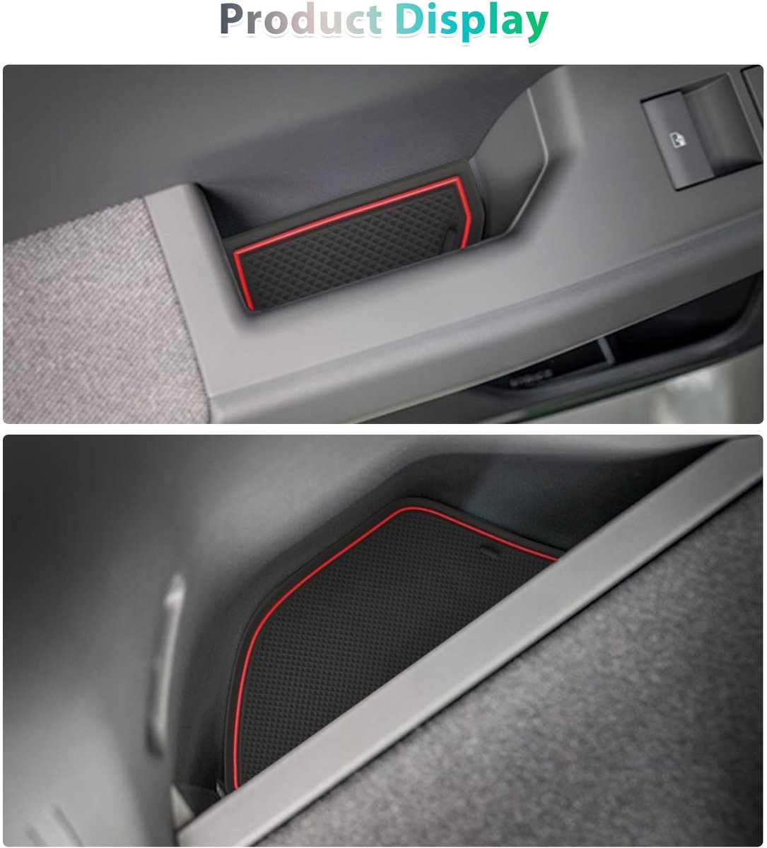 GAFAT Kia EV3 GT Line 2025-2027 Antislipmatten Set - Rubberen Beschermingsmatten Voor Middenconsole, Bekerhouder & Deurnaden | Zwart