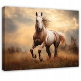 WALLARENA - Peinture sur toile - 120x80 cm - image d'un cheval au galop, parfait pour la chambre, le salon ou la cuisine