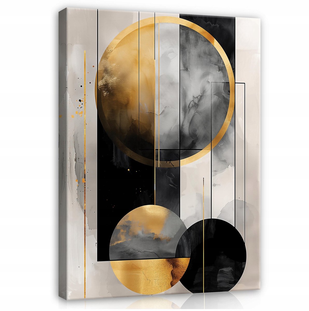 WALLARENA Canvas schilderij - 120x80 cm - abstract art deco met goud voor slaapkamer en woonkamer multikleurig