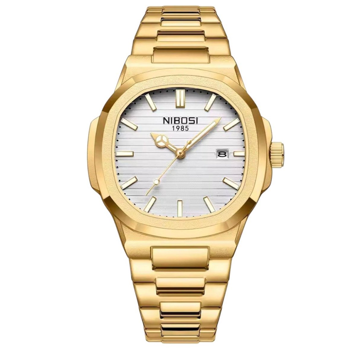 Luxe Herenhorloge - Polshorloge - Heren - Cadeau - Horloge - Geschenkdoos - Mannen - Goud Wit - RVS