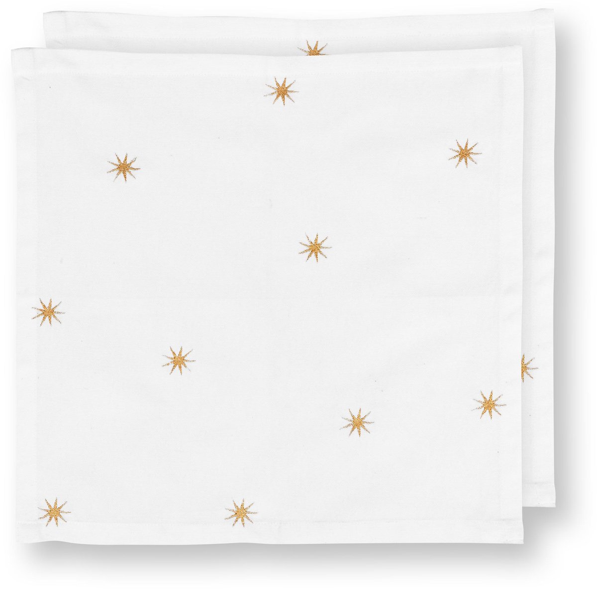 Pip Studio Servetten Set 2 – Wit met Gouden Sterren – 40x40cm Katoen