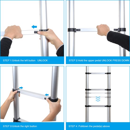 4.70m Telescoopladder - Compact en Draagbaar - Soft Closing