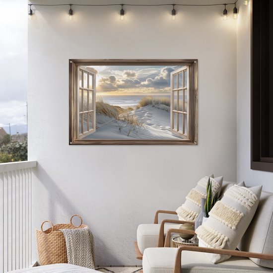 Affiche de jardin 120x80 cm - Décoration de jardin Vue - Plage - Dunes - Mer - Nature - Affiche pour le jardin - Décoration extérieure - Tableau de jardin clôture - Décoration murale sur toile de jardin - Décoration murale sur toile de balcon