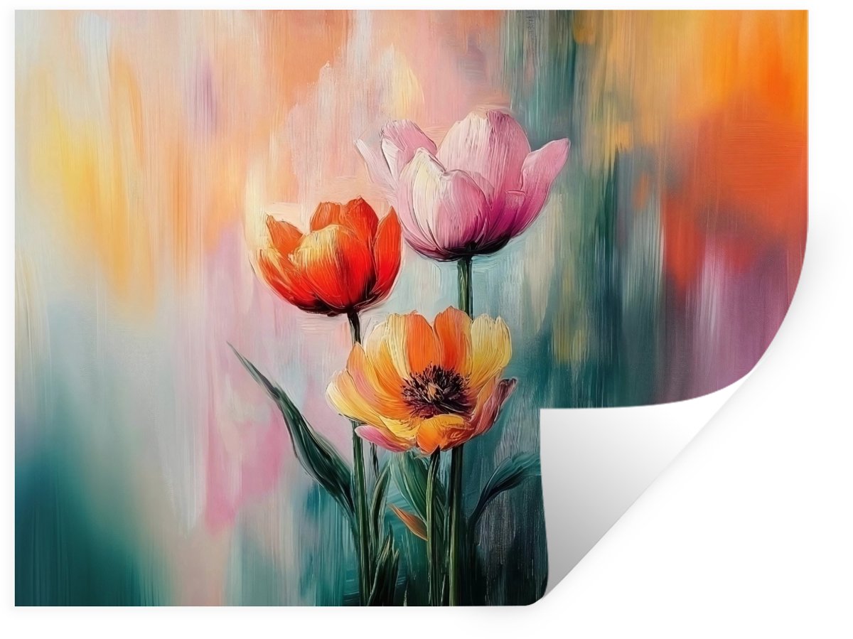 Muurstickers - Sticker Folie - Dromerig - Bloemen - Verfijnde details - 80x60 cm - Plakfol