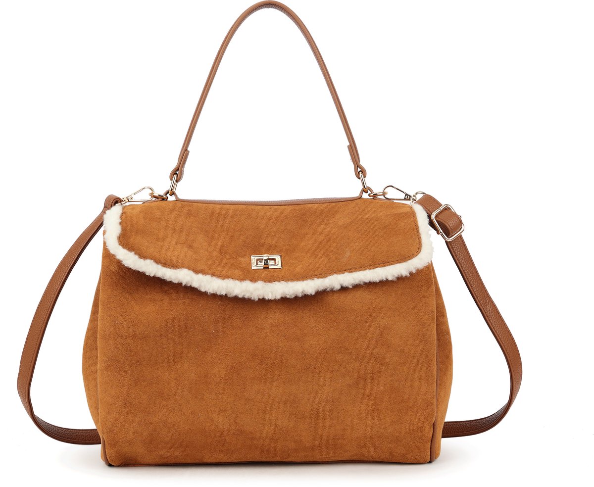 Giuliano Kunst suede handtas Beatrice - Dames - Bont - Camel
