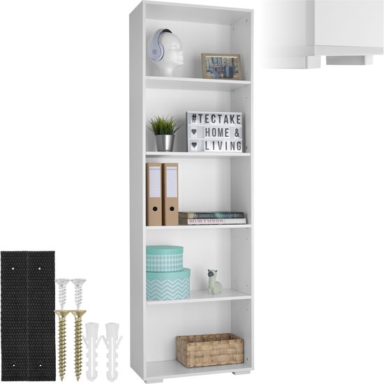 tectake - Bibliothèque Lexi 5 compartiments blanc SKU: 403608