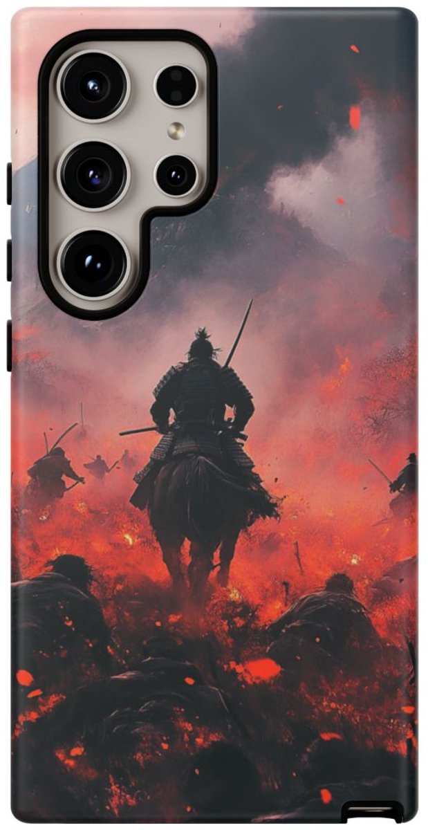 Vurige Slagveldscène met Samurai – Telefoonhoesje Geschikt voor Galaxy S24 Ultra