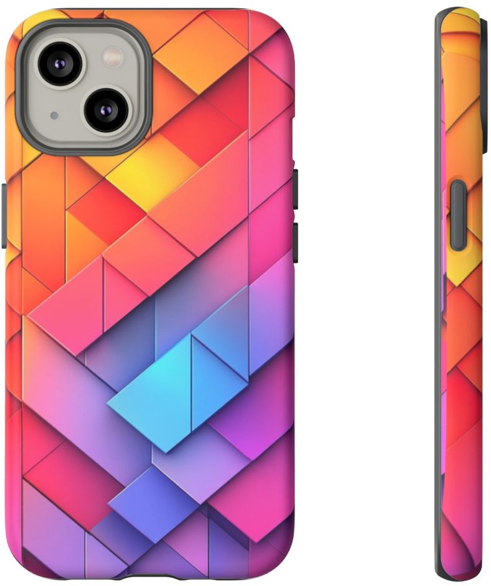 Kleurrijk Geometrisch Patroon – Telefoonhoesje Geschikt voor iPhone 14