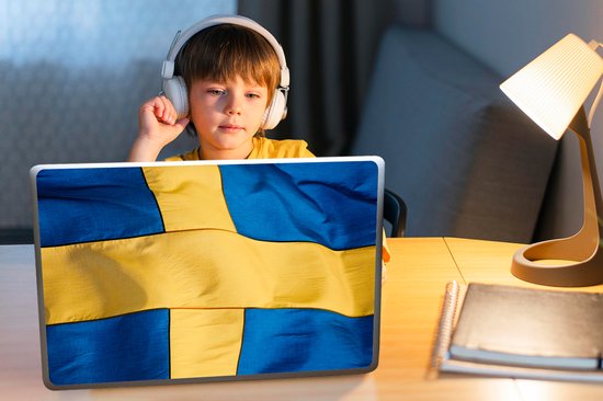 Sticker pour ordinateur portable - 15,6 pouces - Gros plan du drapeau de la Suède