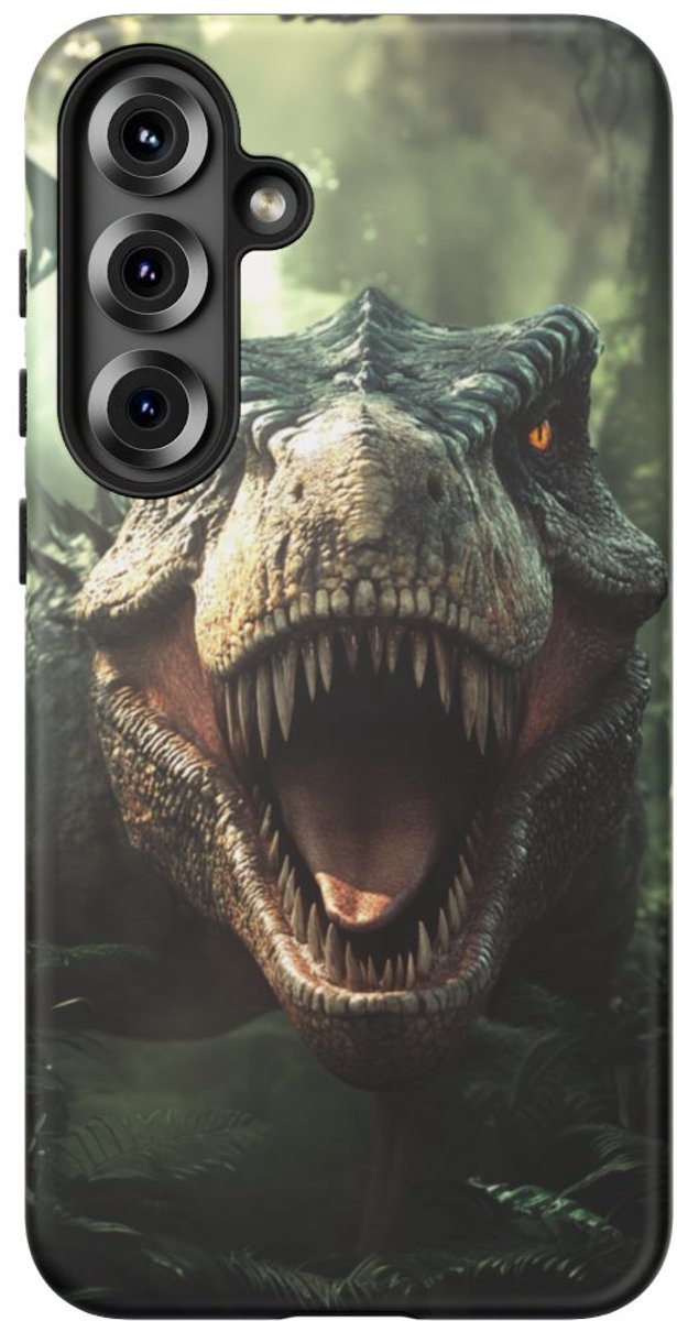 Stoere Dinosaurus in de Jungle – Telefoonhoesje Geschikt voor Galaxy S25 Plus
