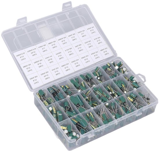 460Pcs Elektrolytische Condensator Kit - Inline Aluminium Elektrolytische Condensator Assortiment Kit - 6.3V 50V Groen - Elektronica Onderdelen