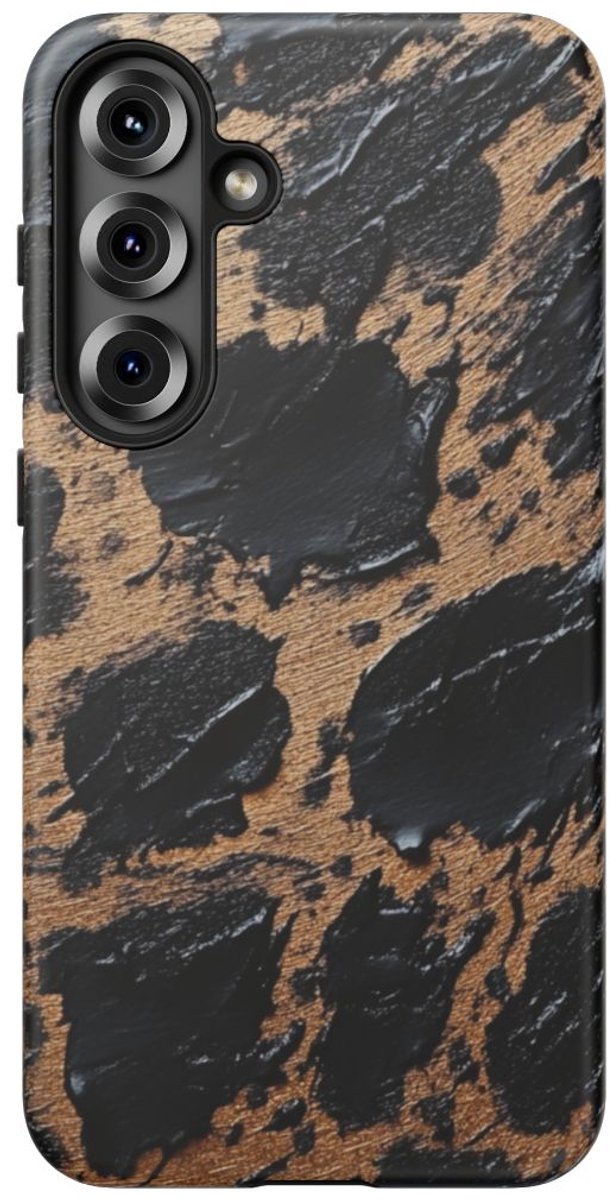 Zwarte en Bruine Abstracte Textuur – Telefoonhoesje Geschikt voor Galaxy S25 Plus