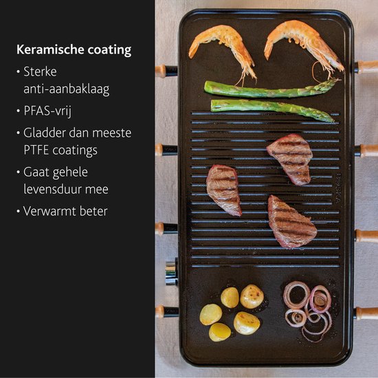 BOSKA Gourmet Party - Gourmetstel voor 8 Personen - Met omkeerbare grillplaat - Beukenhout en Staal — afbeelding 2