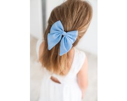 Haarspeld met grote strik - denim