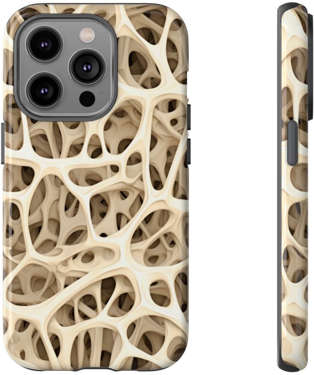 Botstructuurtextuur met Glanzend Patroon – Telefoonhoesje Geschikt voor iPhone 14 Pro