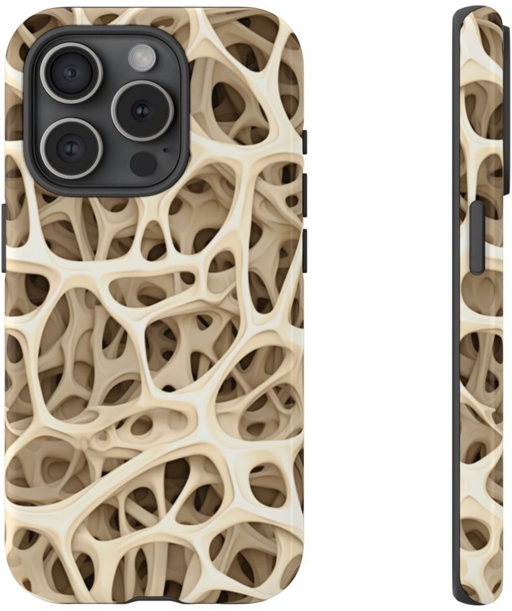 Botstructuurtextuur met Glanzend Patroon – Telefoonhoesje Geschikt voor iPhone 15 Pro