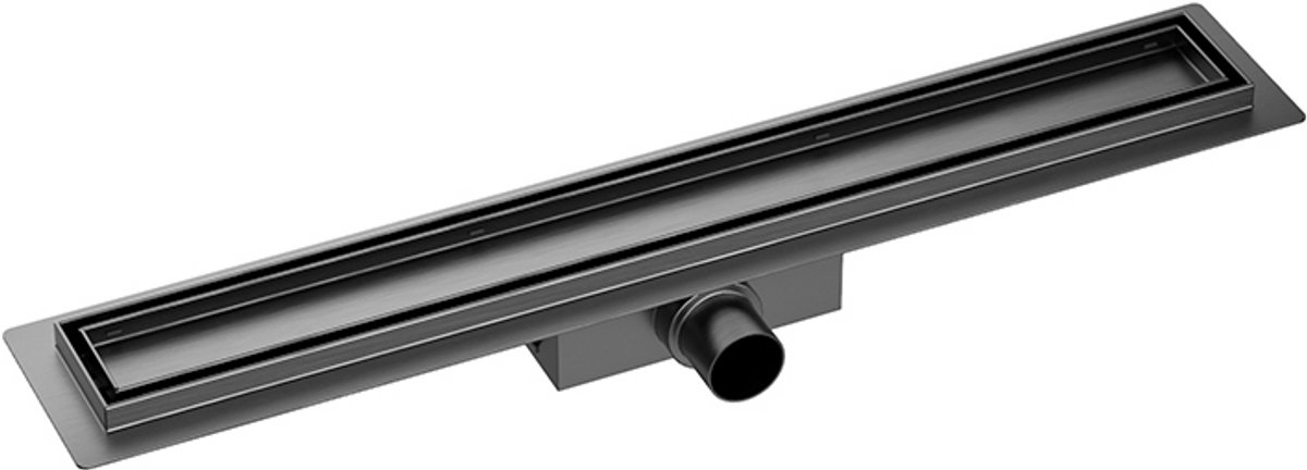 AquaVik Douchegoot Platta 70 x 7 cm Arctic Gunmetal met 2-in-1 tegelinzetstukdeksel