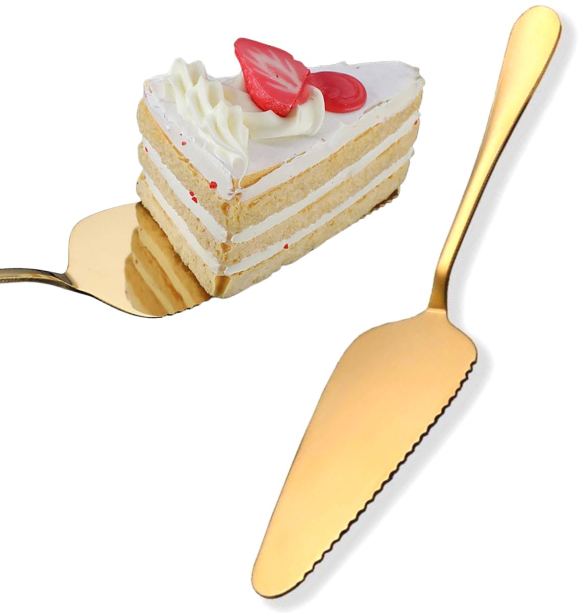 Taartschep - Cakeschep - LUXE Taart schep - Taartsnijden - Taartlepel - Cakemes - Taartmes - Goud - RVS - 22 cm - Bakspullen - Goud