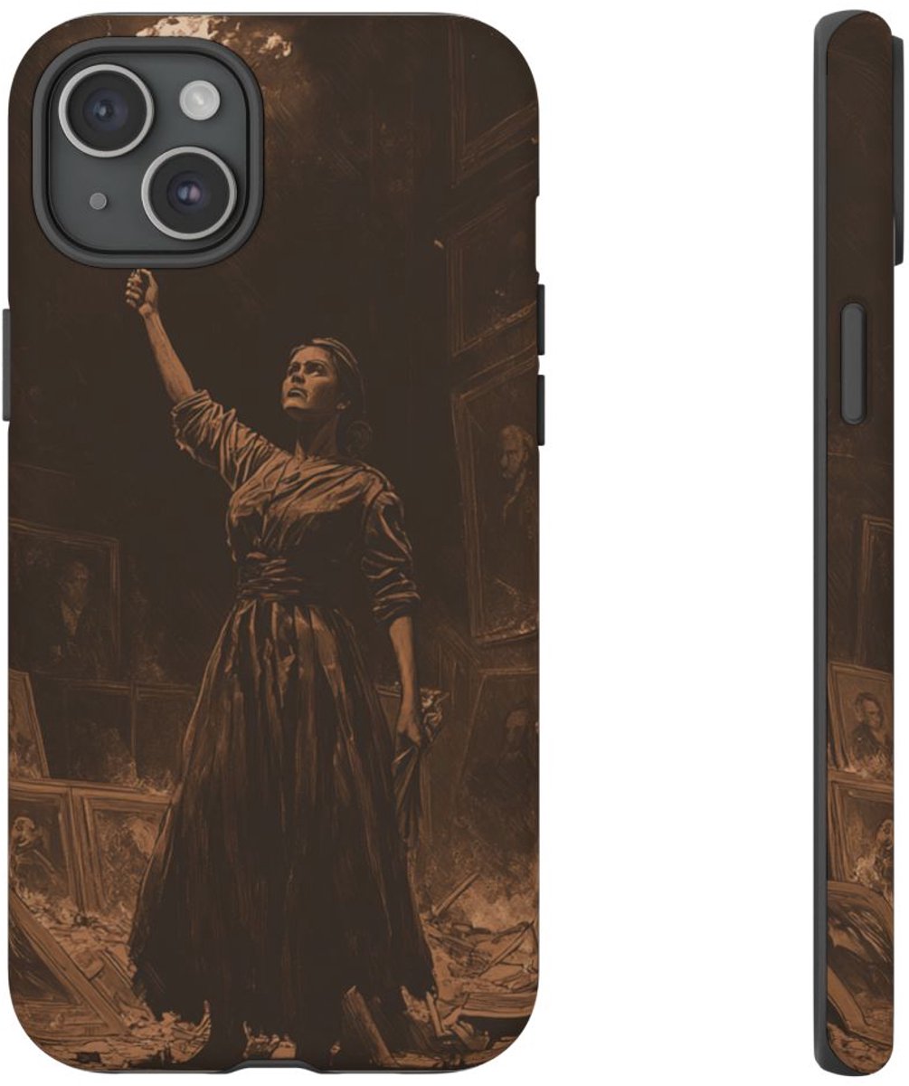 Vrouw met Fakkel in Vernielde Kamer – Telefoonhoesje Geschikt voor iPhone 15 Plus
