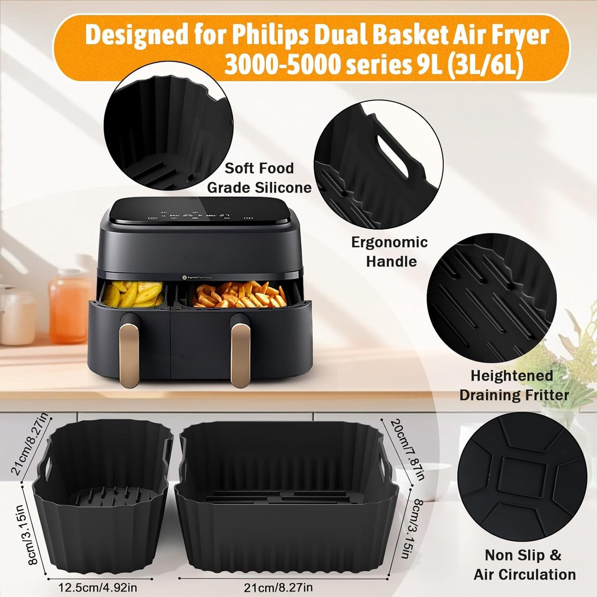 Airfryer Accessoires Philips 3000 Series Complete Accessoireset Voor Philips Airfryer 3000 Series - Siliconen Vormen, Grillrooster En Meer Airfryer Accessoires Set Siliconen
