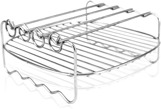 Airfryer dubbele laag rack, Airfryer-accessoires veeldoelige rack geschikt voor de meeste 3.7QT of hoger（7in, 4pins）