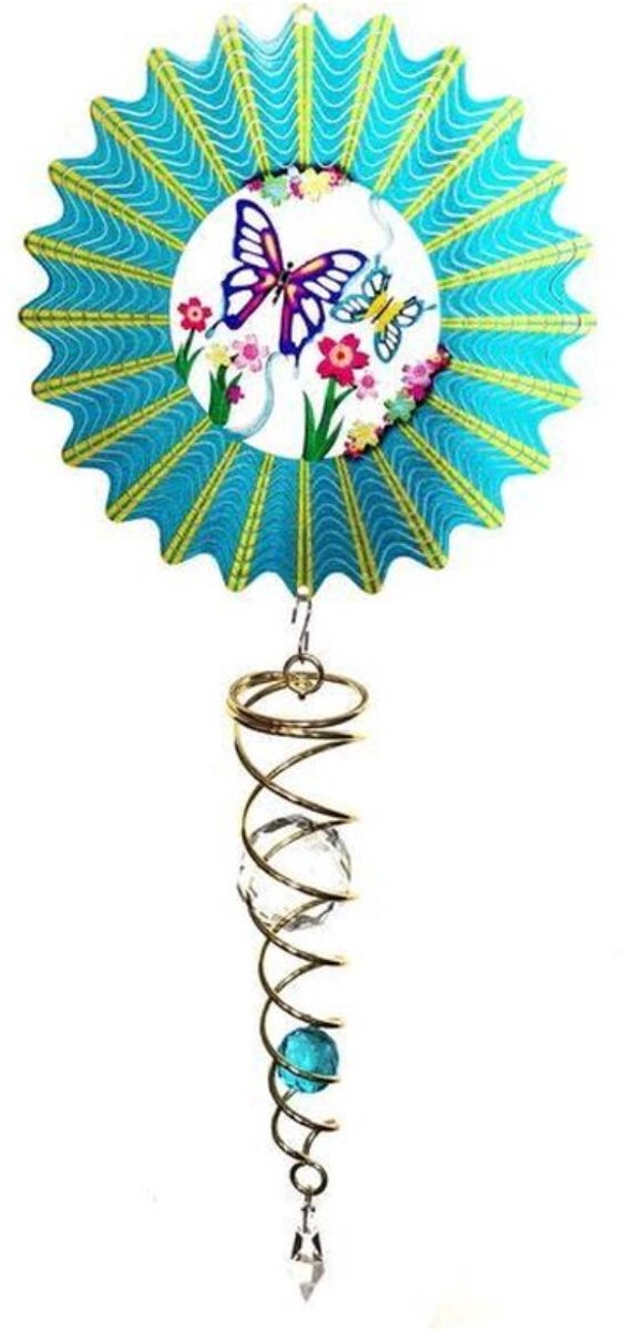 Spin Art windspinner vlinder RVS - 40cm lang - windspinner plus twister