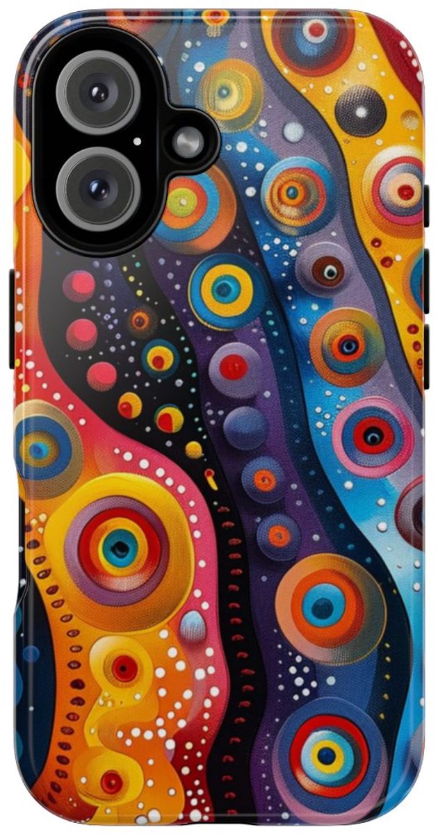 Kleurrijk Abstract Cirkelpatroon – Telefoonhoesje Geschikt voor iPhone 16