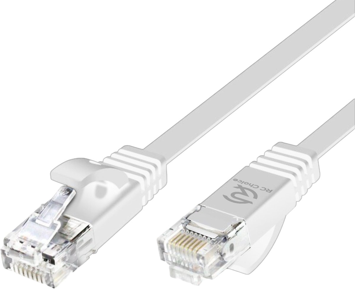 Internetkabel - CAT6 Ethernet Netwerk tot 1000Mbps - RJ45 Platte UTP Kabel - Wit - 15 Meter