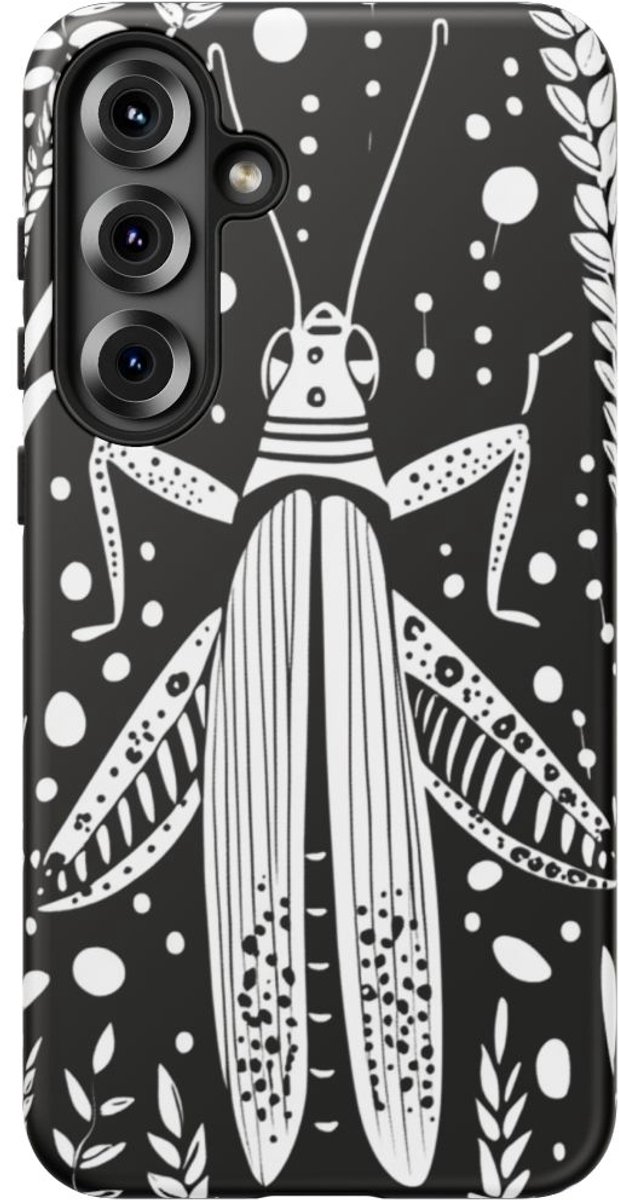 Zwart-Wit Sprinkhaanpatroon – Telefoonhoesje Geschikt voor Galaxy S25 Plus