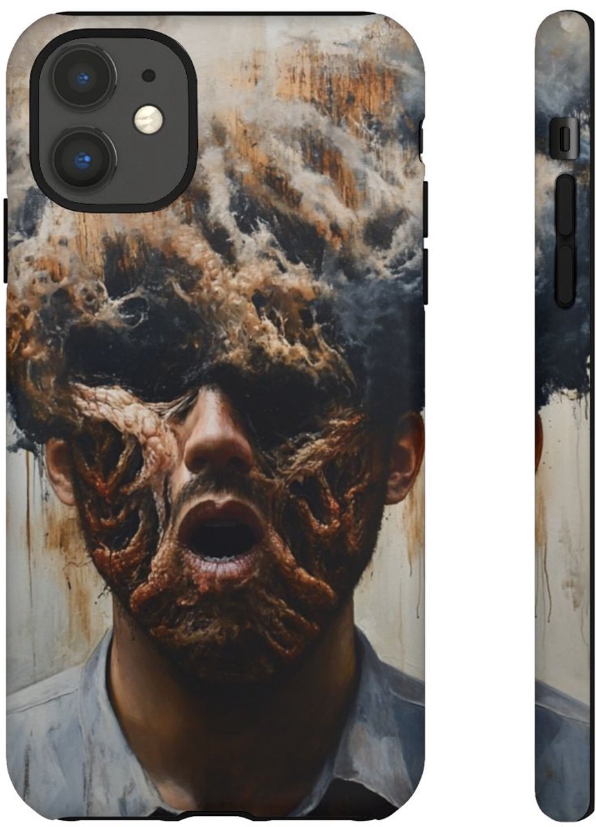 Surrealistisch Brandend Gezicht – Mat Sterk Hoesje Geschikt voor iPhone 11