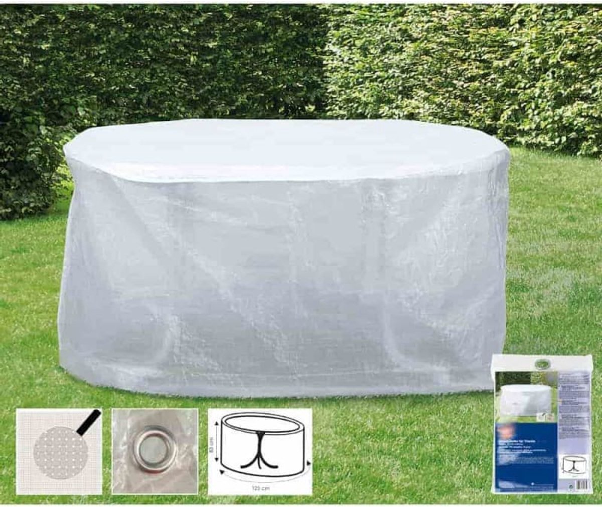 Transparante beschermhoes voor tuintafel 143x93x83 cm