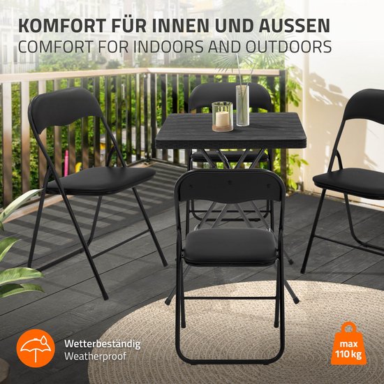 Set van 4 balkonstoelen Opvouwbaar zwart PU leren bekleding Bistrostoel Tuinstoel van Merkloos — afbeelding 5