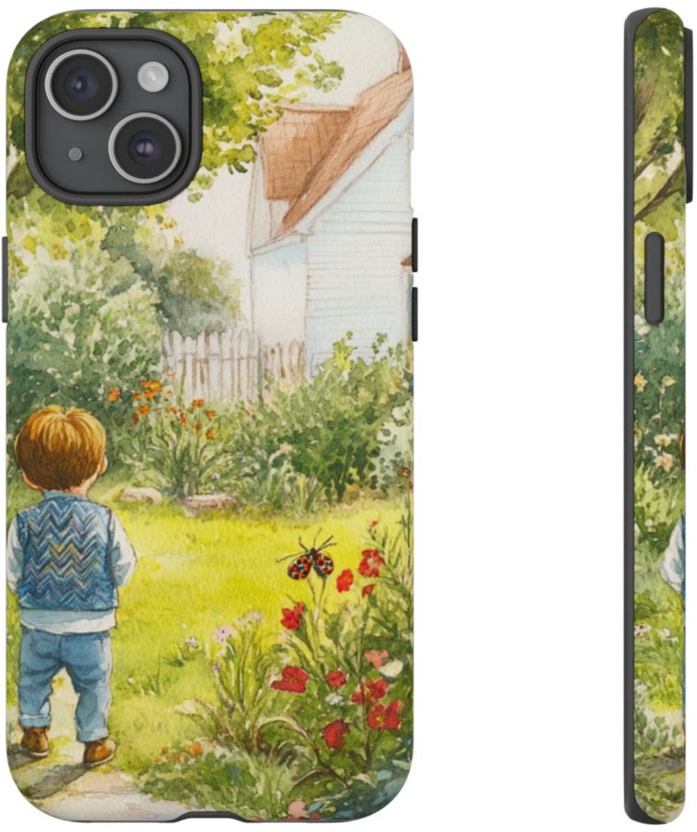 Kind in Tuin Aquarel – Telefoonhoesje Geschikt voor iPhone 15 Plus