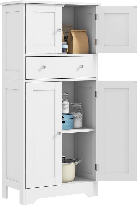 Buffet cuisine - HOMCOM - 5 niveaux avec portes et étagères réglables - 60 x 40 x 120 cm - grain de bois - crème - Maison